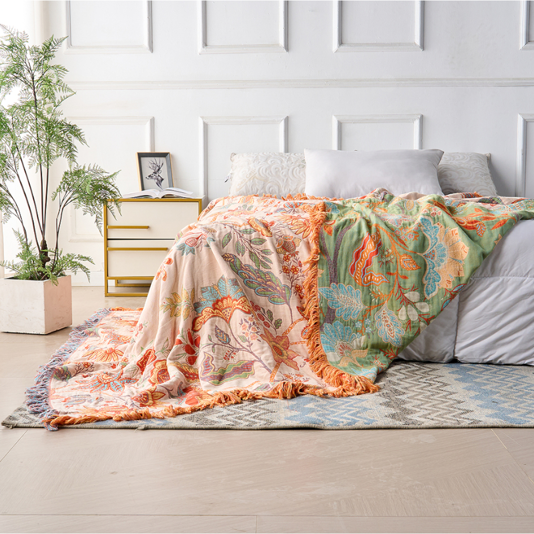 Floral Boho Throw Blanket | Summer