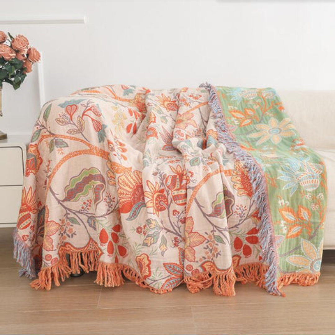 Floral Boho Throw Blanket | Summer