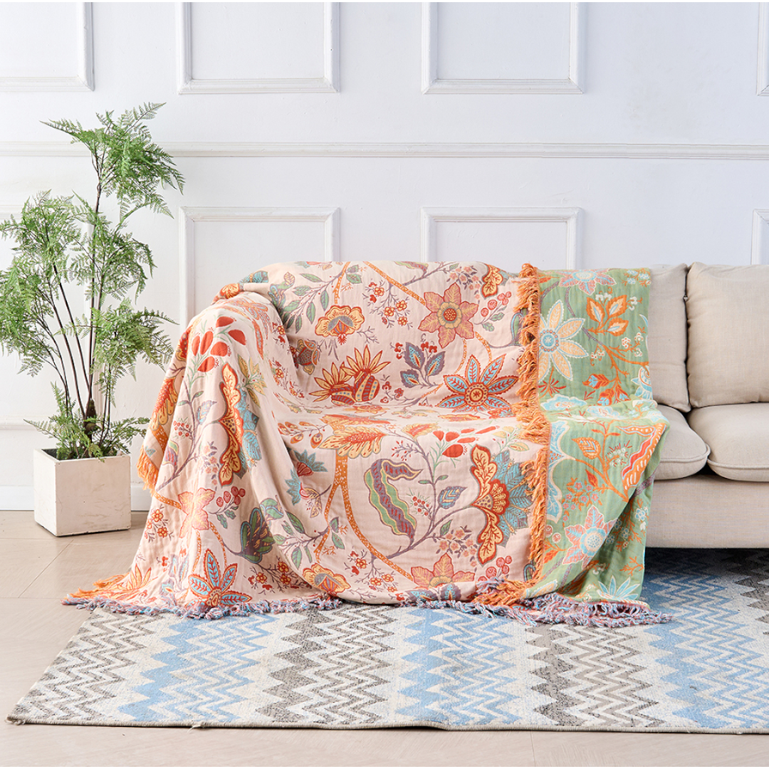 Floral Boho Throw Blanket | Summer