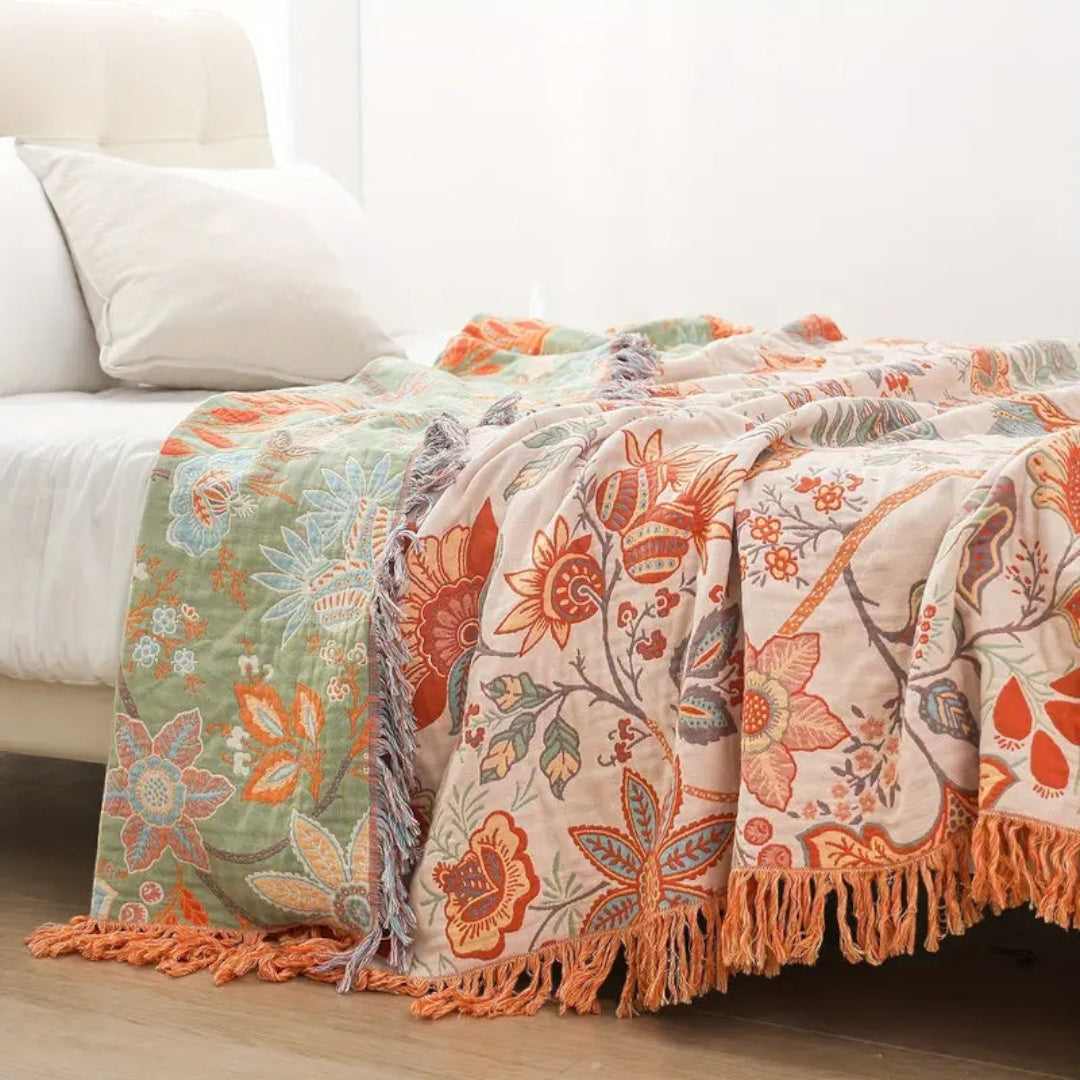 Floral Boho Throw Blanket | Summer